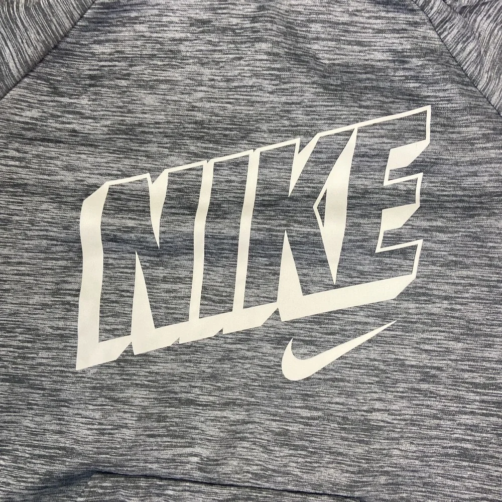 Nike Therma Fit Men's XL Grey Pullover‎ Training Hoodie Spellout Logo